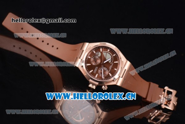 Vacheron Constantin Overseas Dual Time Asia ST30 Automatic Rose Gold Case with Brown Dial Stick Markers and Brown Rubber Strap - Click Image to Close